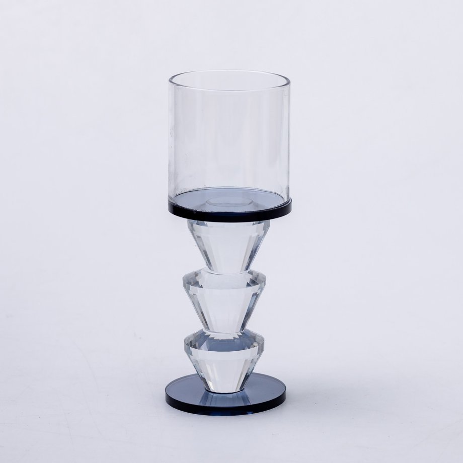 Підсвічник скляний 6×15.7 см на одну свічку підсвічник келих на ніжці декоративний Сірий