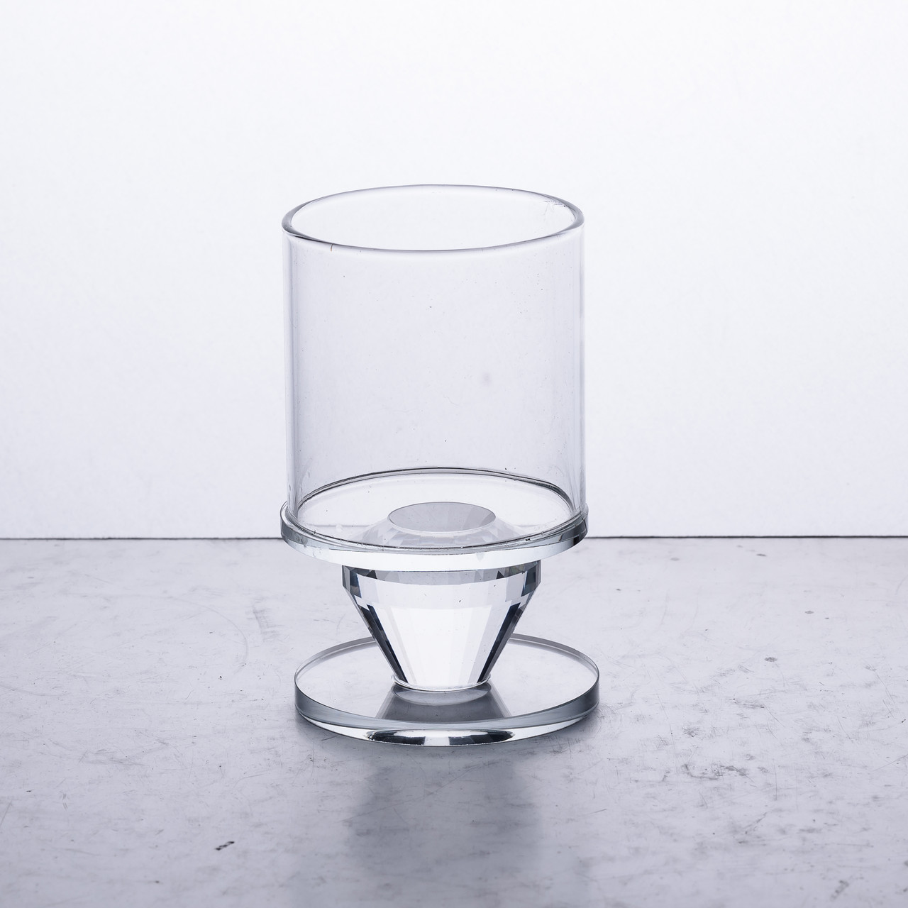 Підсвічник скляний 6×9.3 см на одну свічку підсвічник келих на ніжці декоративний прозорий