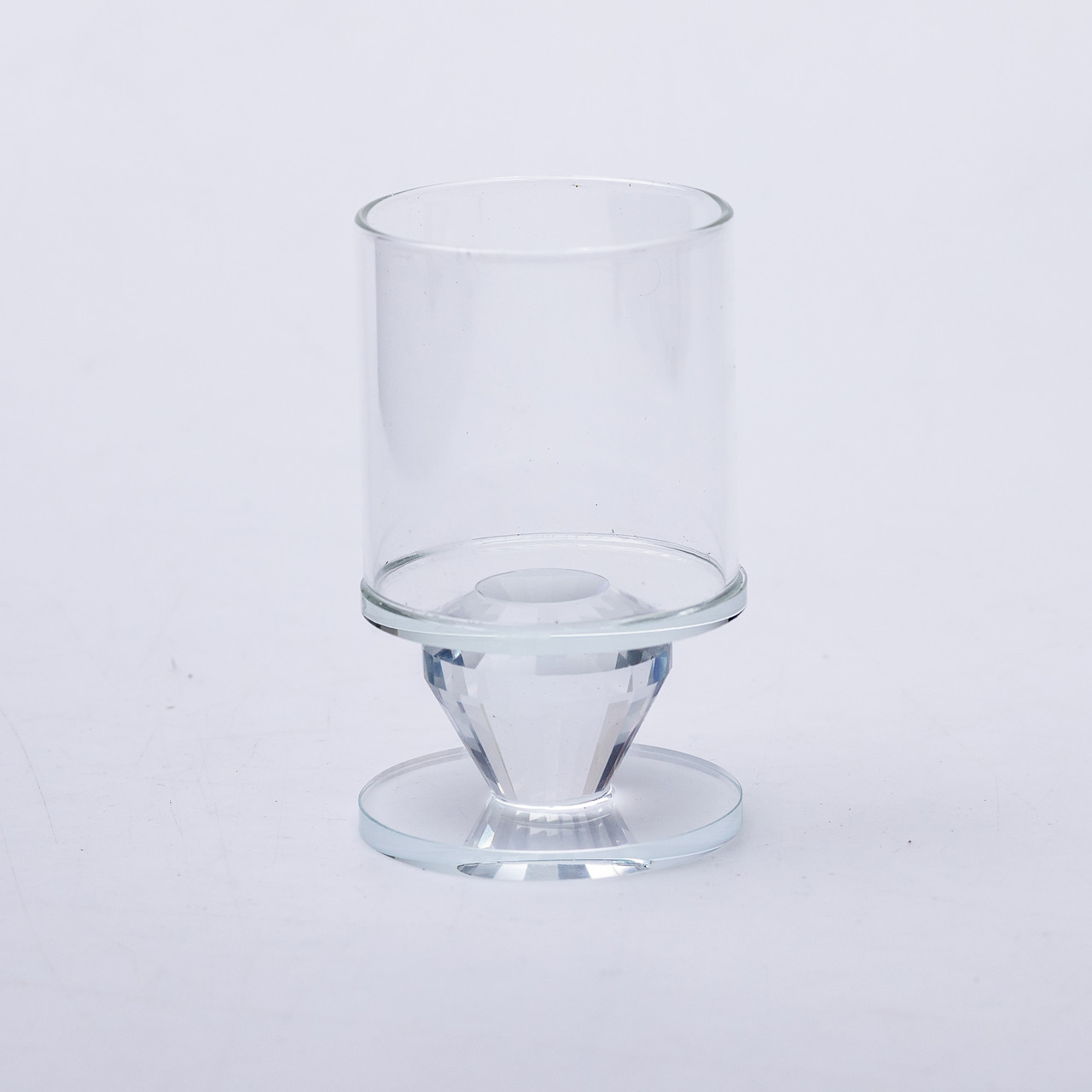 Підсвічник скляний 6×9.3 см на одну свічку підсвічник келих на ніжці декоративний прозорий
