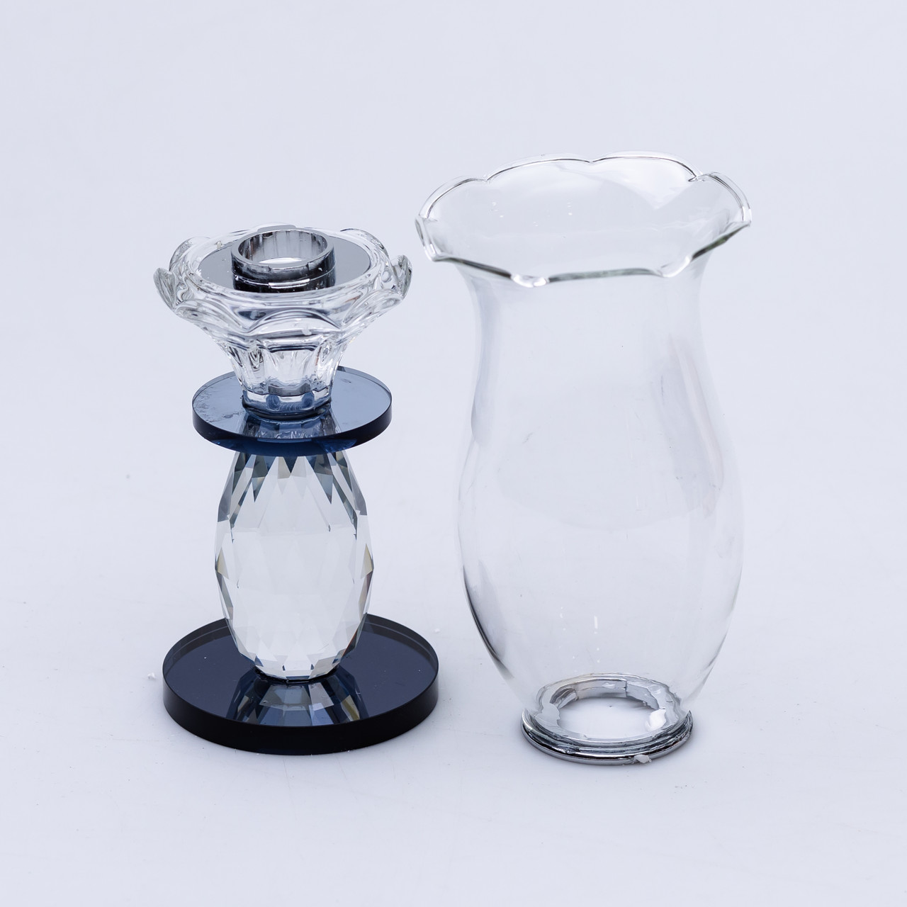 Підсвічник скляний 7×25.5 см підсвічник декоративний келих на ніжці