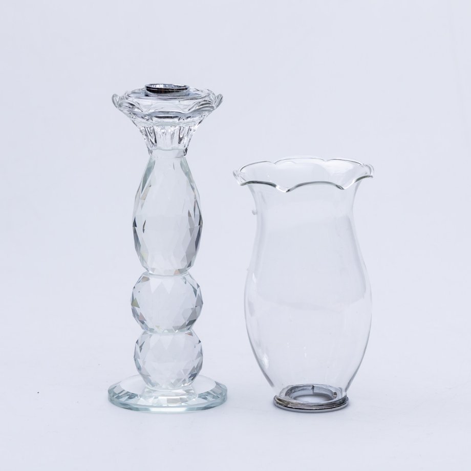 Підсвічник скляний 7×31.5 см підсвічник декоративний келих на ніжці