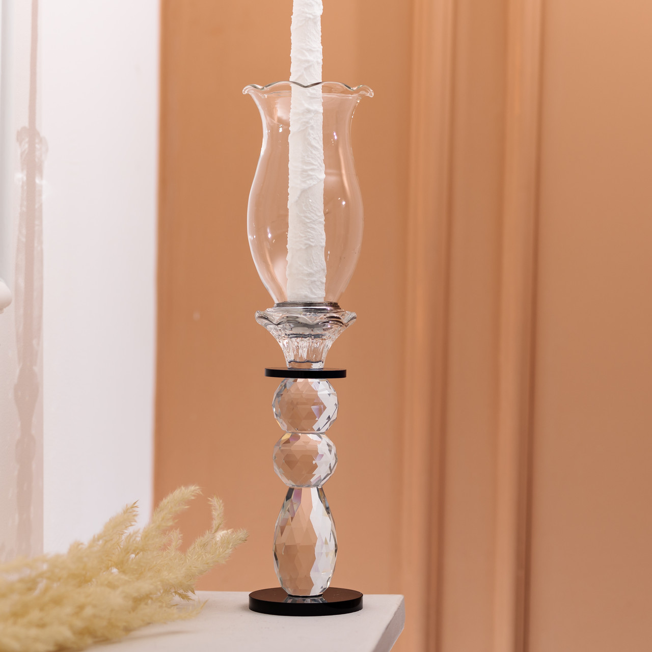 Підсвічник скляний 7×32 см підсвічник декоративний келих на ніжці