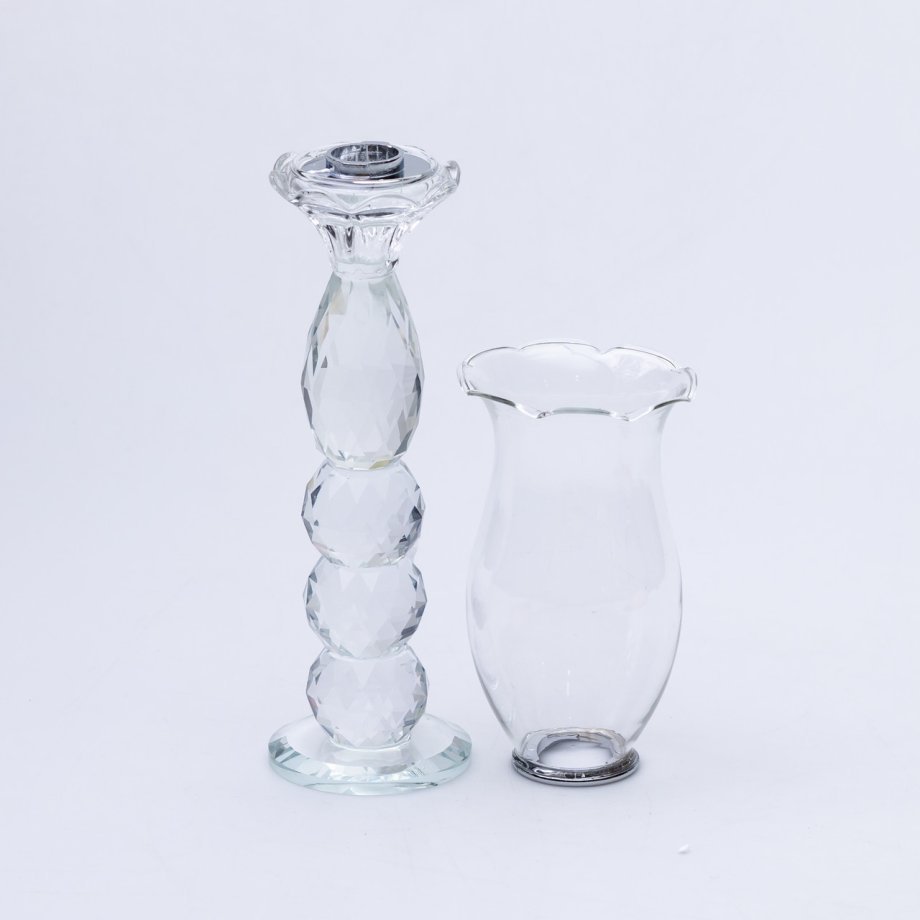 Підсвічник скляний 7×34.5 см підсвічник декоративний келих на ніжці