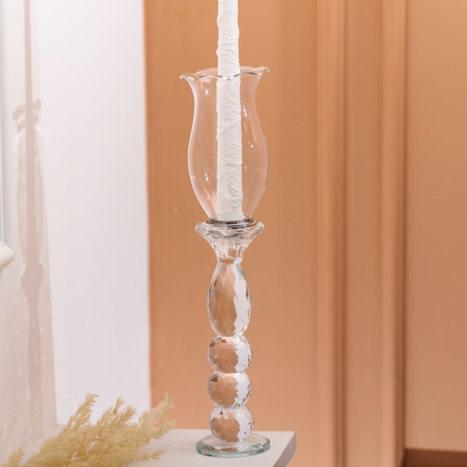 Підсвічник скляний 7×34.5 см підсвічник декоративний келих на ніжці