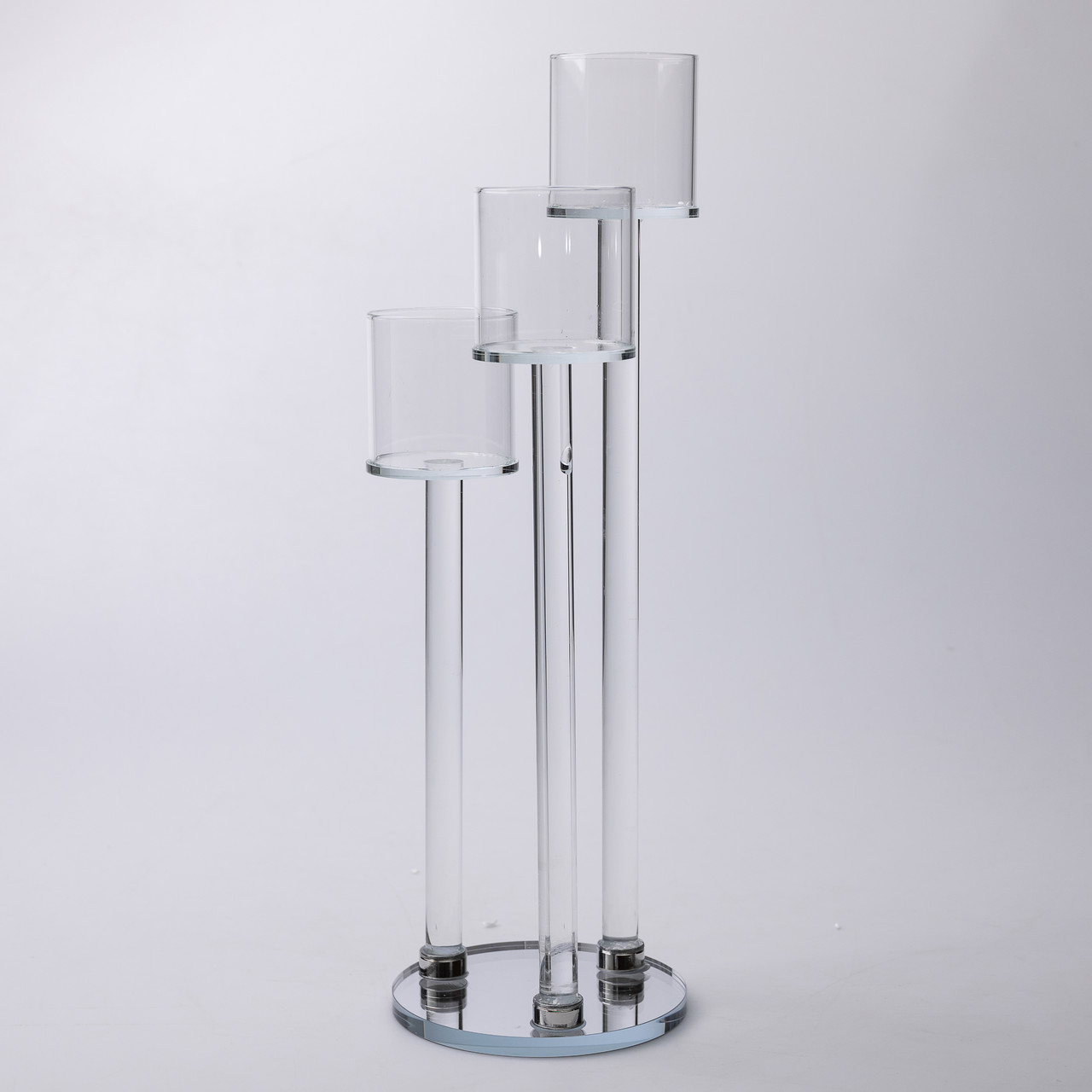 Підсвічник скляний на 3 свічки 12×37.5 см підсвічник декоративний прозорий на ніжці