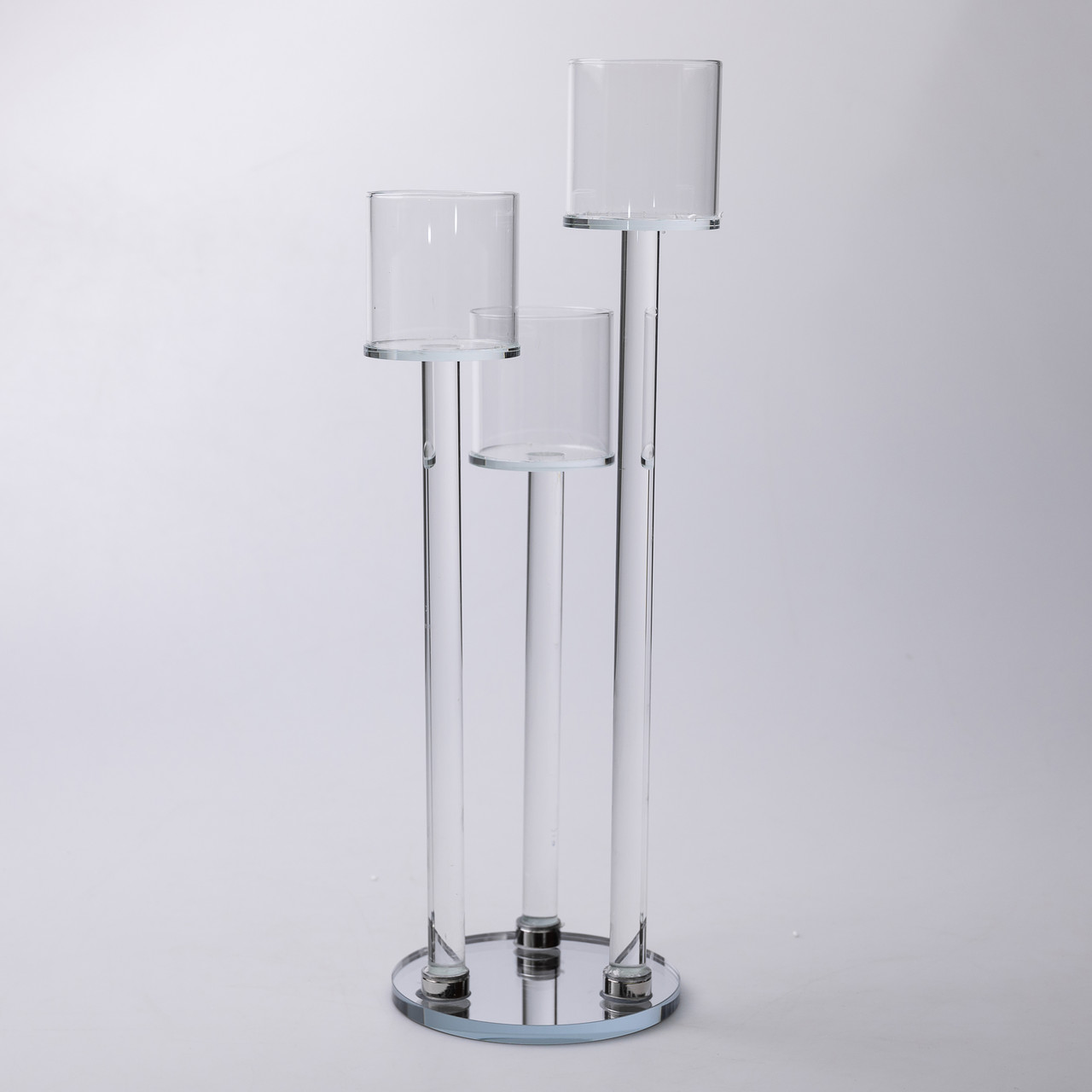 Підсвічник скляний на 3 свічки 12×37.5 см підсвічник декоративний прозорий на ніжці