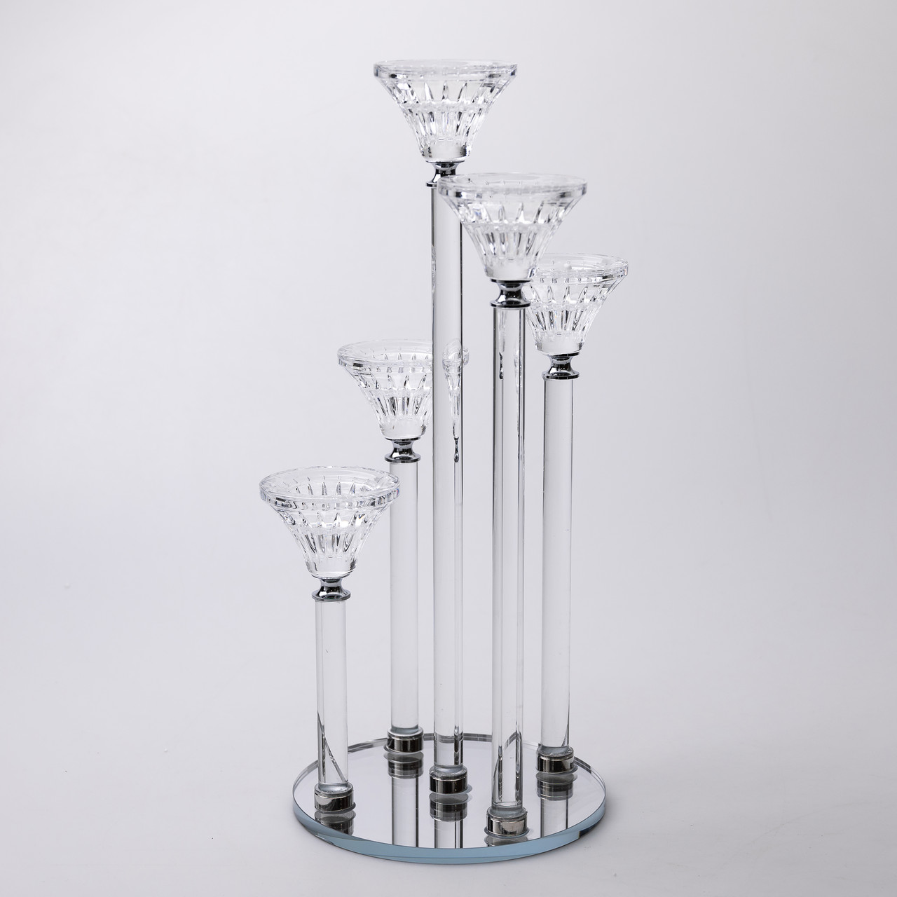 Підсвічник скляний на 5 свічок 16×37.5 см підсвічник декоративний прозорий на ніжці