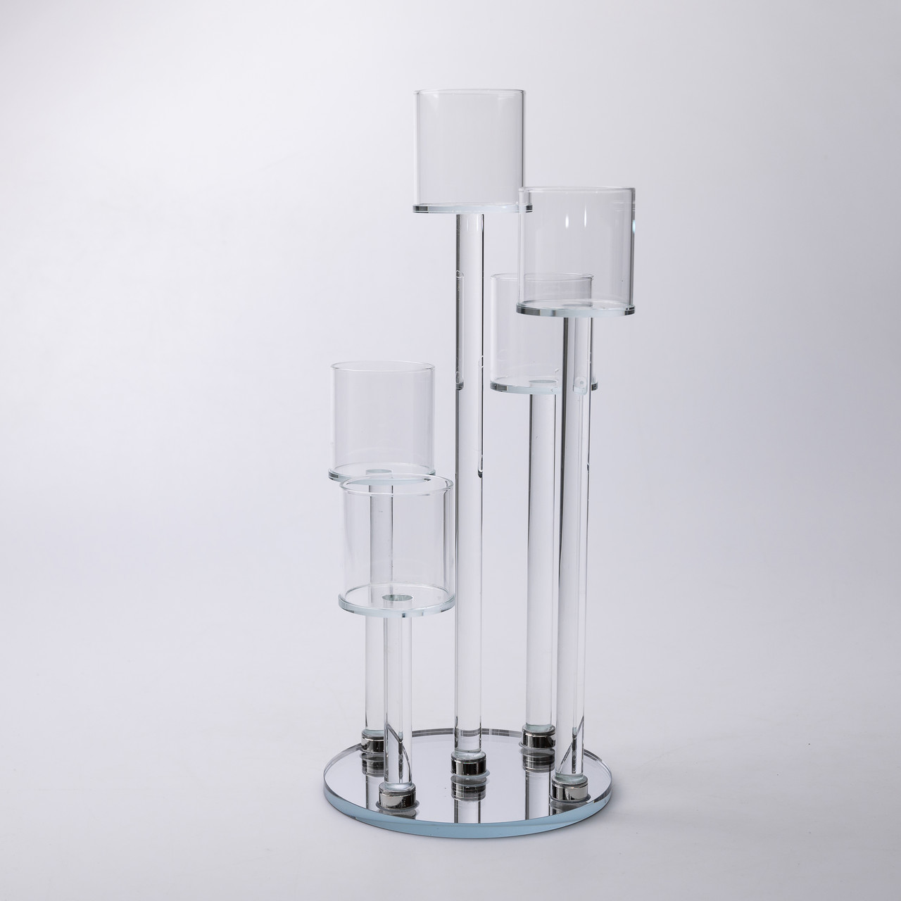 Підсвічник скляний на 5 свічок 16×38 см підсвічник декоративний прозорий на ніжці