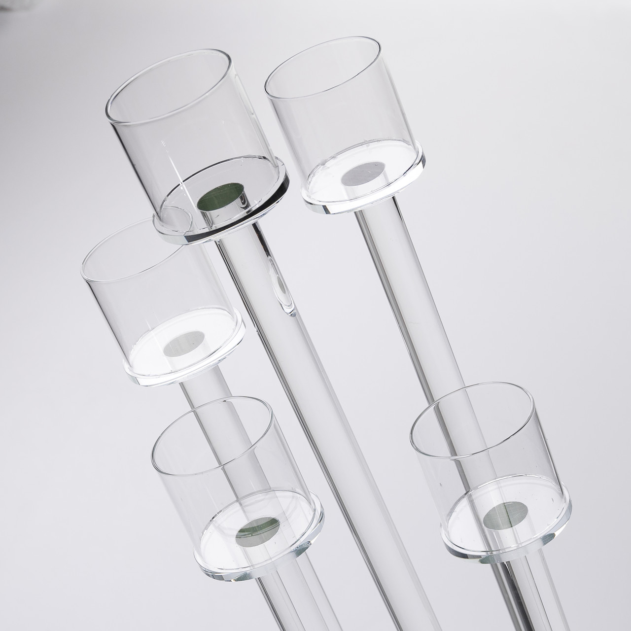 Підсвічник скляний на 5 свічок 20×56.5 см підсвічник декоративний прозорий на ніжці