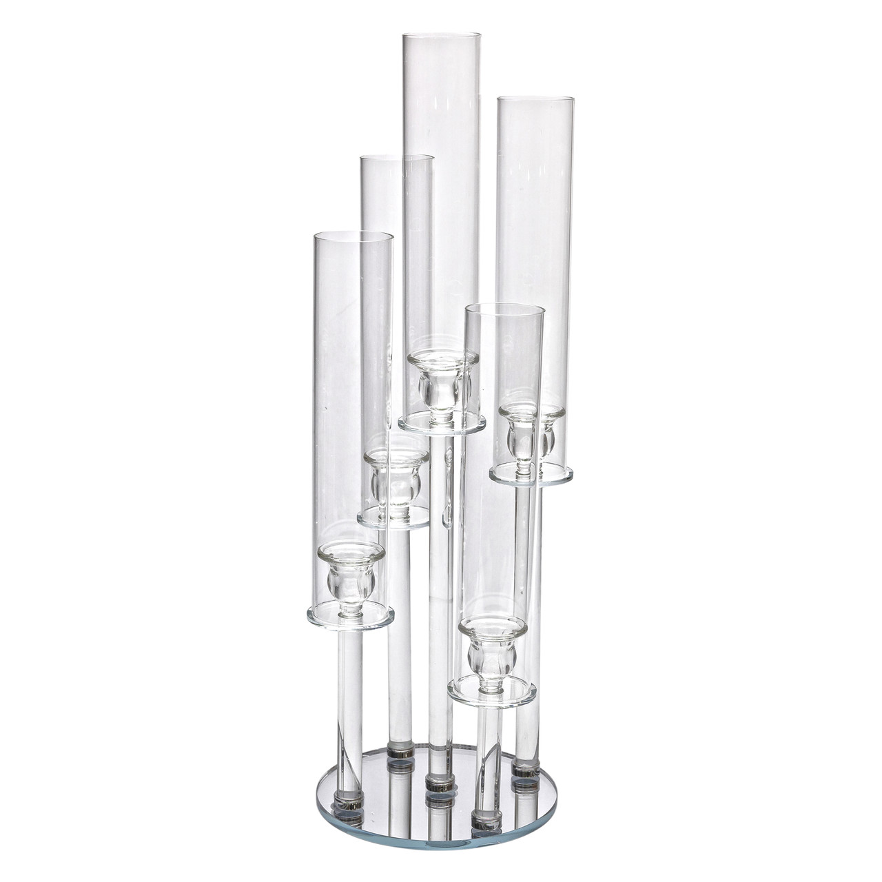 Підсвічник скляний на 5 свічок 20×72.5 см підсвічник декоративний прозорий на ніжці