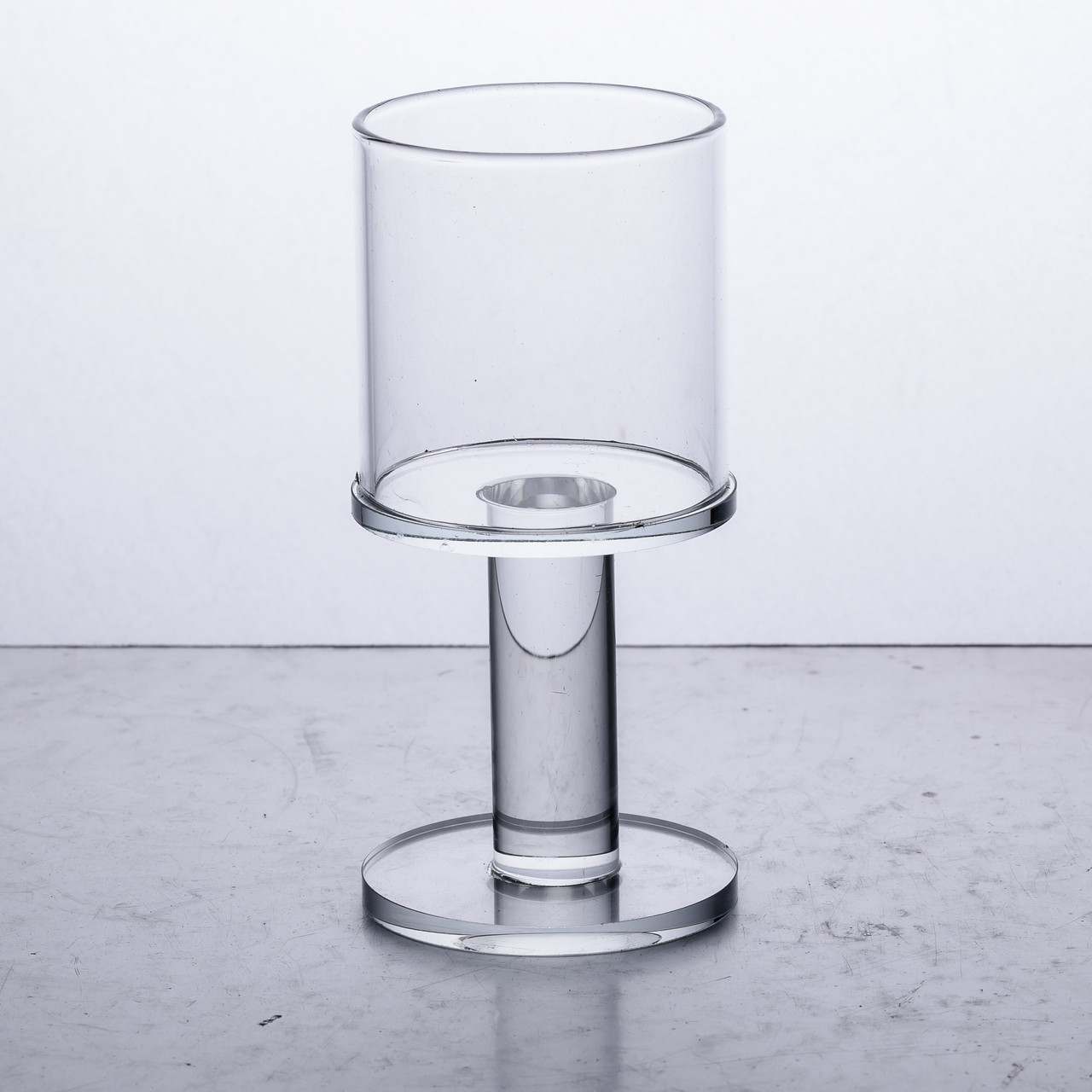 Підсвічник скляний на ніжці 6×12.5 см підсвічник келих декоративний прозорий