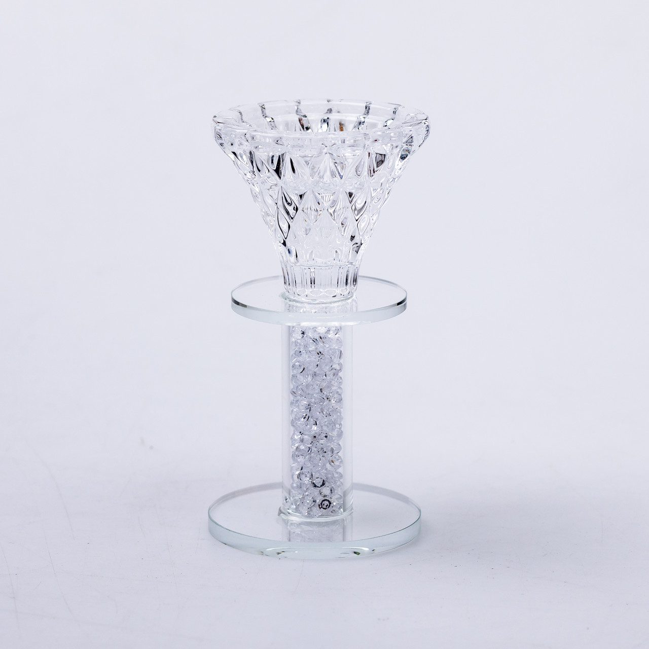 Підсвічник скляний на ніжці 6×12 см декоративний прозорий підсвічник на стіл