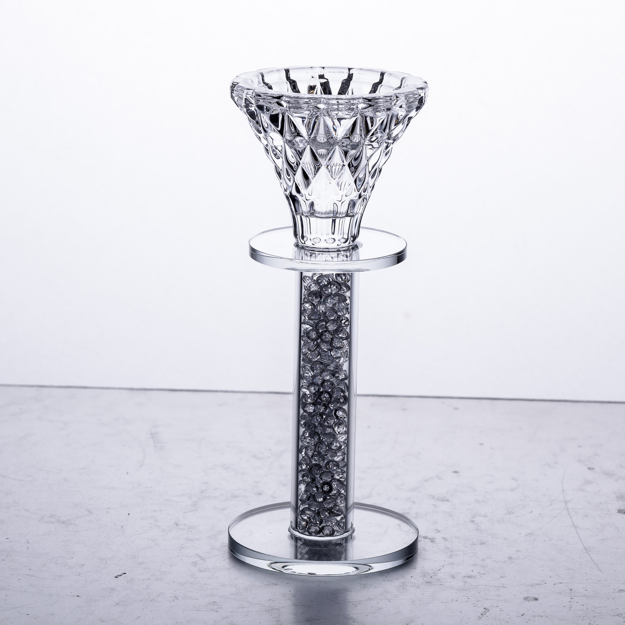 Підсвічник скляний на ніжці 6×15 см декоративний прозорий підсвічник на стіл