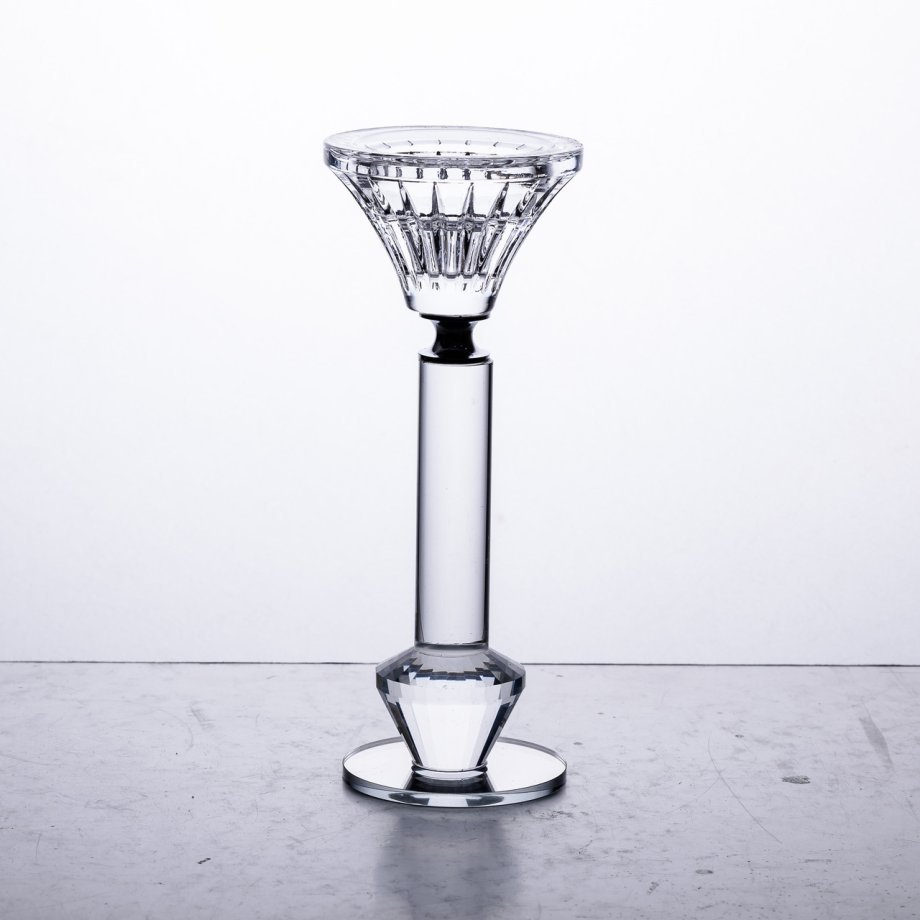 Підсвічник скляний на ніжці  6×17.3 см прозорий декоративний підсвічник на стіл