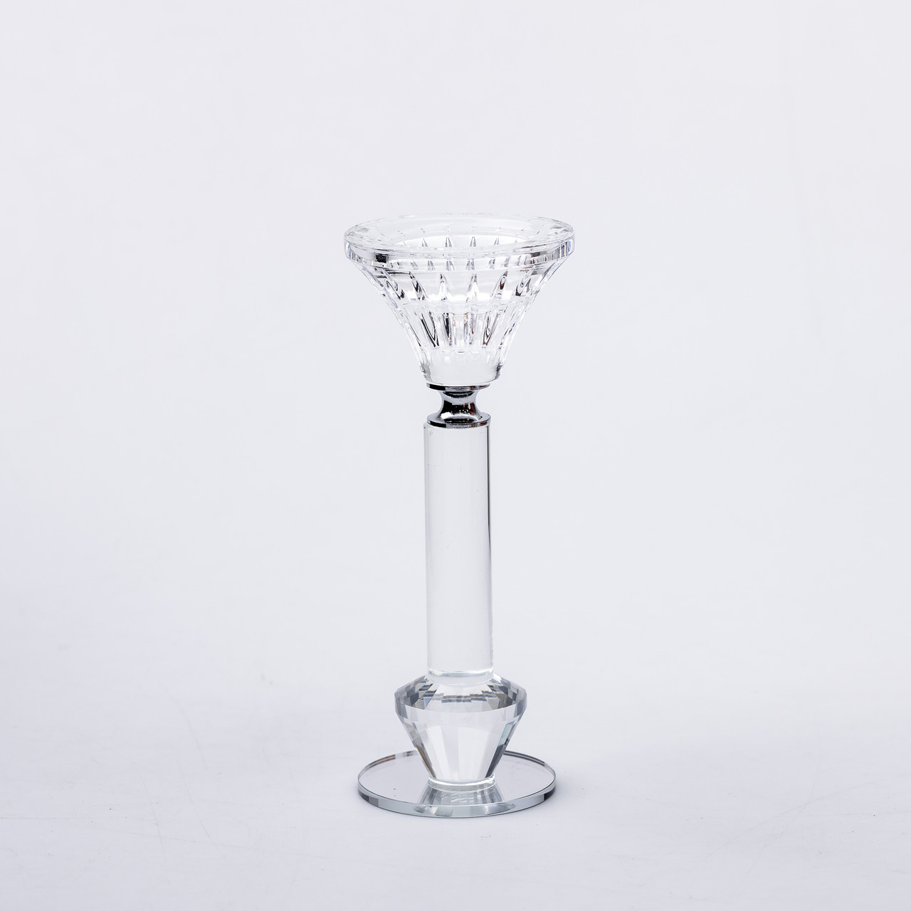 Підсвічник скляний на ніжці  6×17.3 см прозорий декоративний підсвічник на стіл