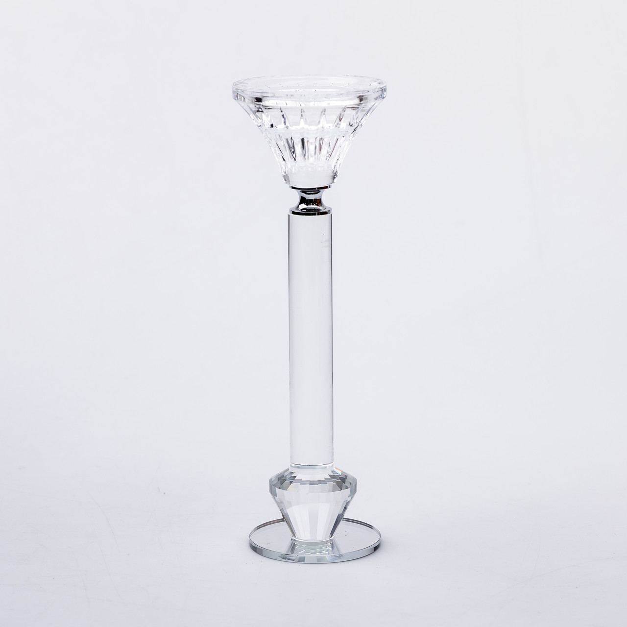 Підсвічник скляний на ніжці  6×21.3 см прозорий декоративний підсвічник на стіл