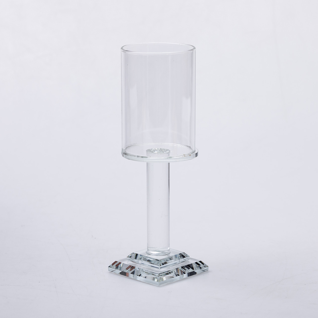 Підсвічник скляний на ніжці 6.5×20 см підсвічник келих декоративний прозорий