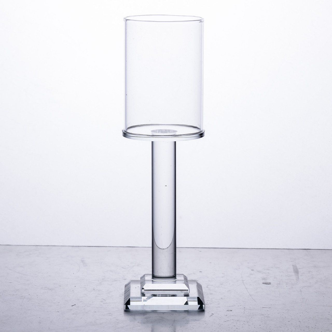 Підсвічник скляний на ніжці 6.5×23 см підсвічник келих декоративний прозорий