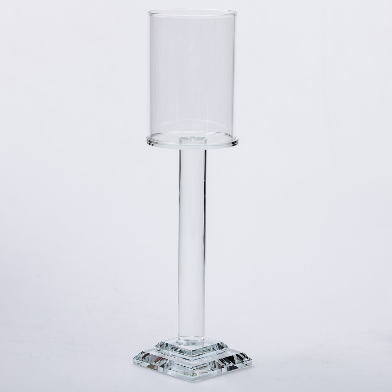 Підсвічник скляний на ніжці 6.5×26 см підсвічник келих декоративний прозорий