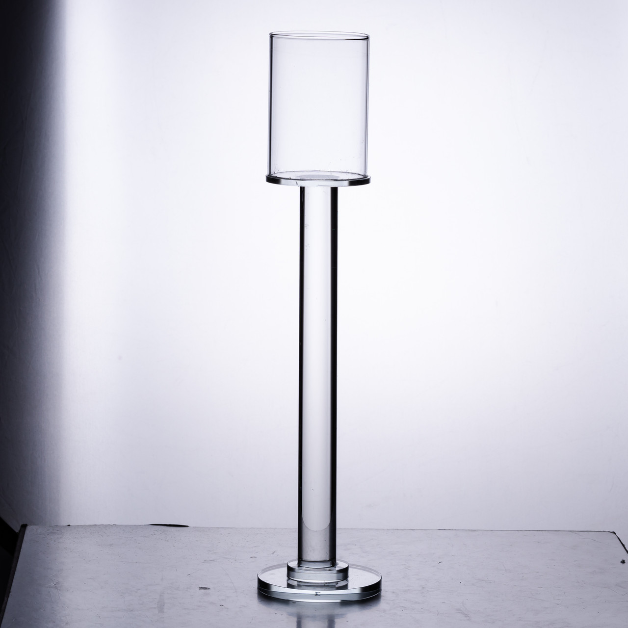 Підсвічник скляний на ніжці 8×36 см підсвічник келих декоративний прозорий