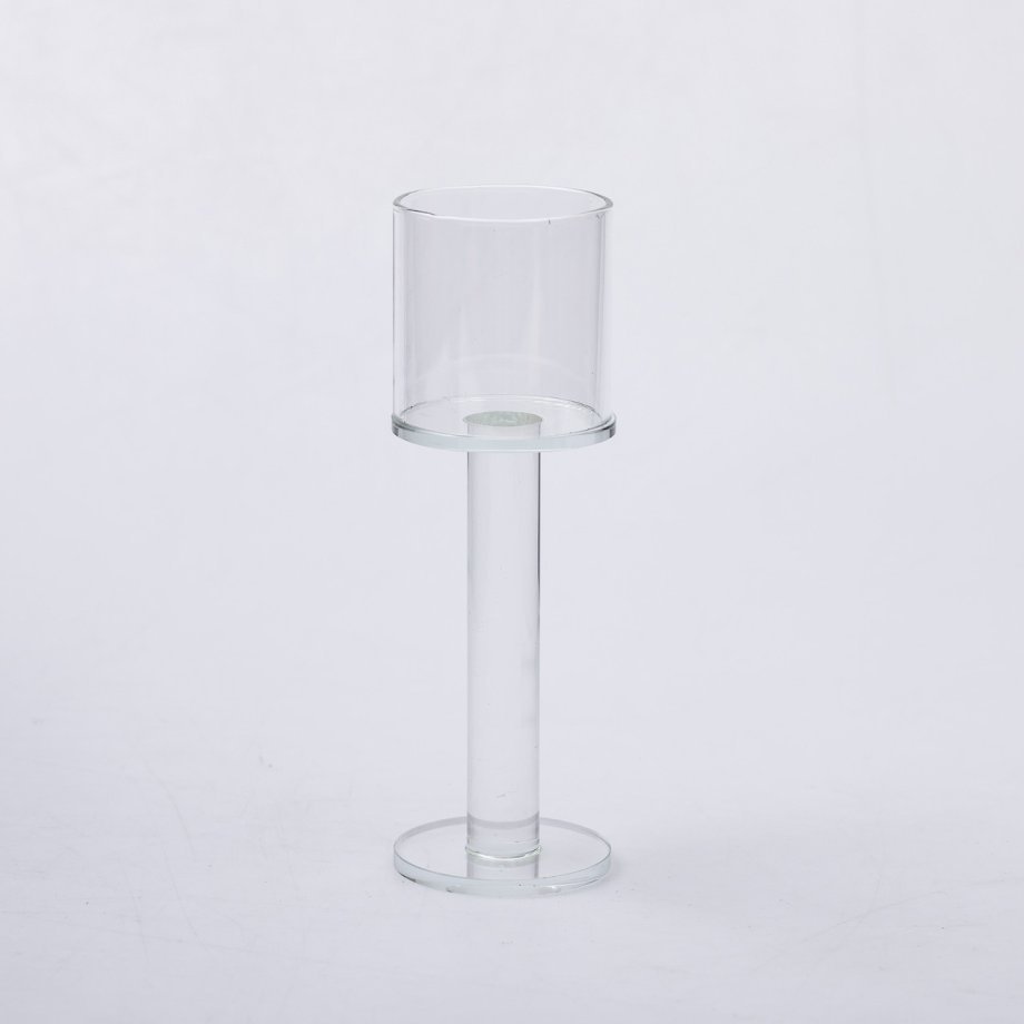 Підсвічник скляний на високій ніжці 6×18.5 см підсвічник келих декоративний прозорий