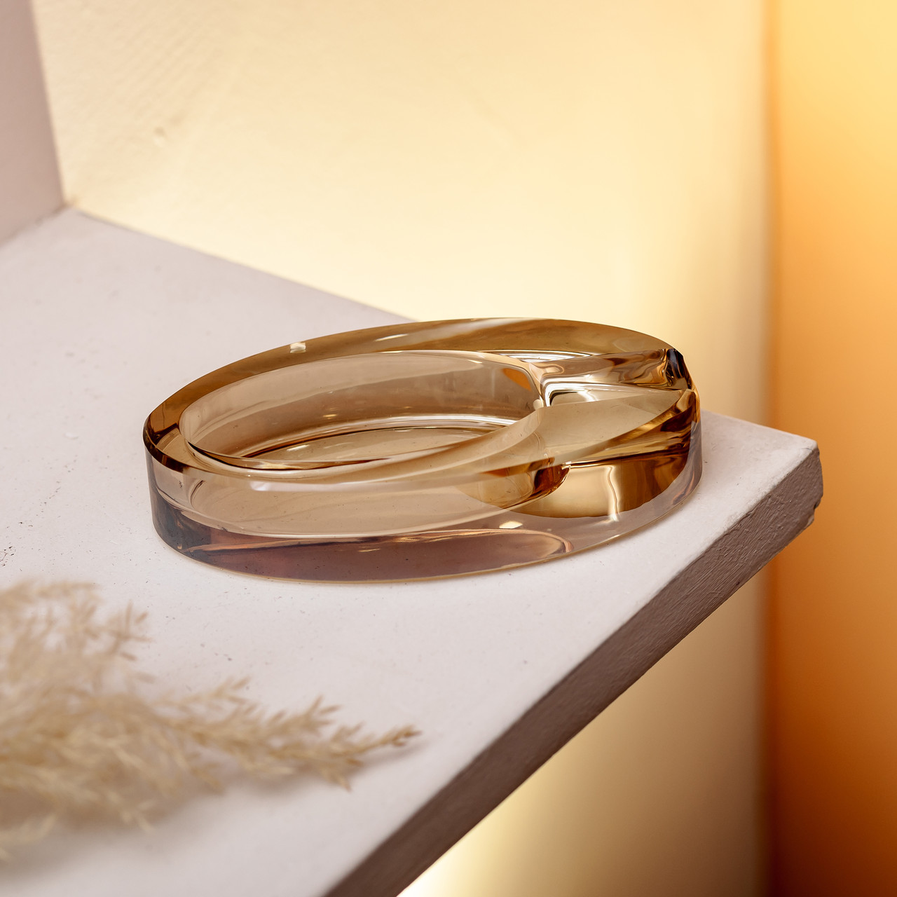 Скляна попільничка для сигарет 13х7.5х2.5 см попільничка декоративна настільна Золотиста