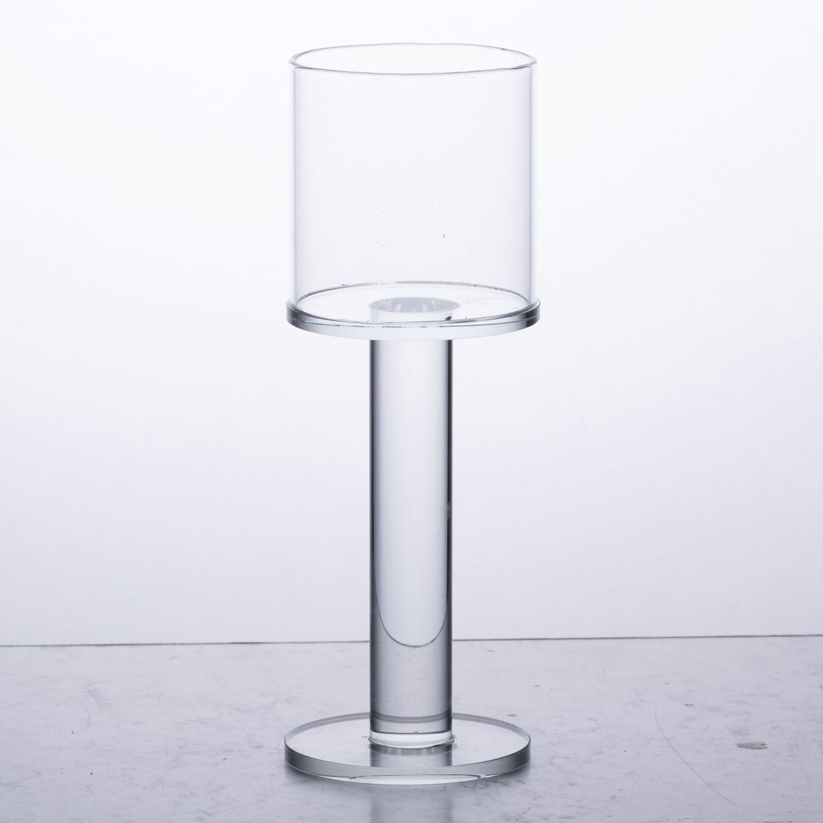 Підсвічник скляний на ніжці 6×16 см підсвічник келих декоративний прозорий