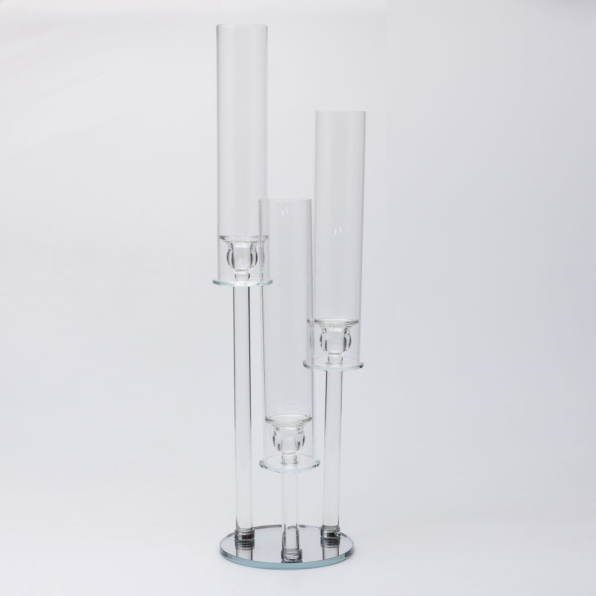Підсвічник скляний на високій ніжці 72.5 см підсвічник келих Ø16 см декоративний прозорий прозорий
