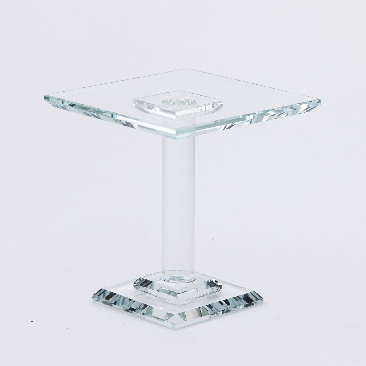 Тортівниця скляна на ніжці 12×12×13 см кругла стійка для торта, капкейків