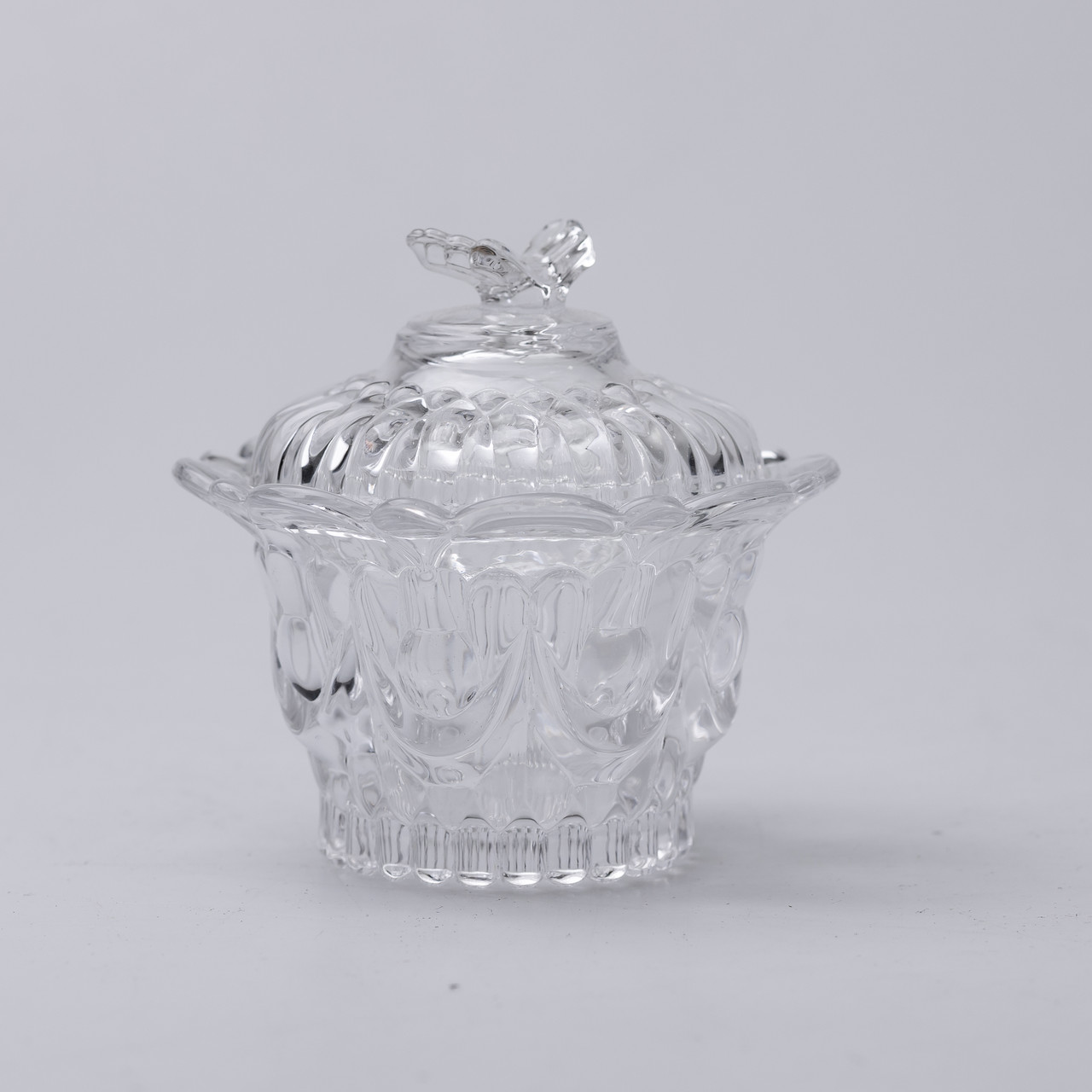 Цукерниця скляна Ø9 см цукерниця з кришкою прозора