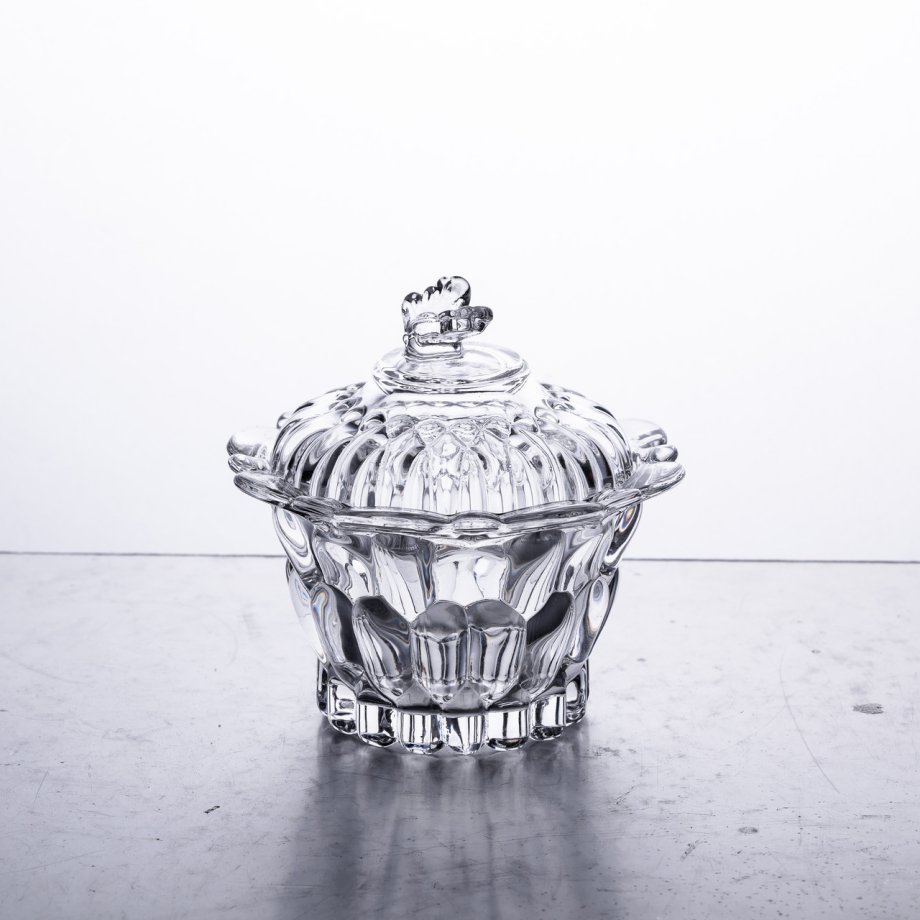 Цукерниця скляна Ø9 см цукерниця з кришкою прозора