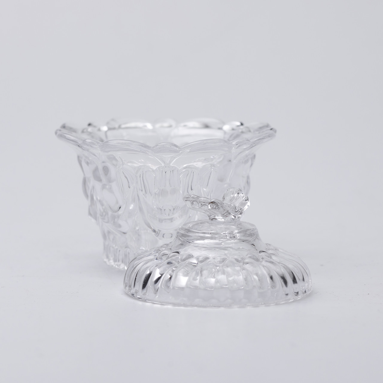 Цукерниця скляна Ø9 см цукерниця з кришкою прозора