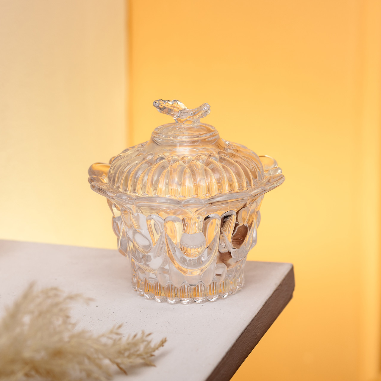 Цукерниця скляна Ø9 см цукерниця з кришкою прозора