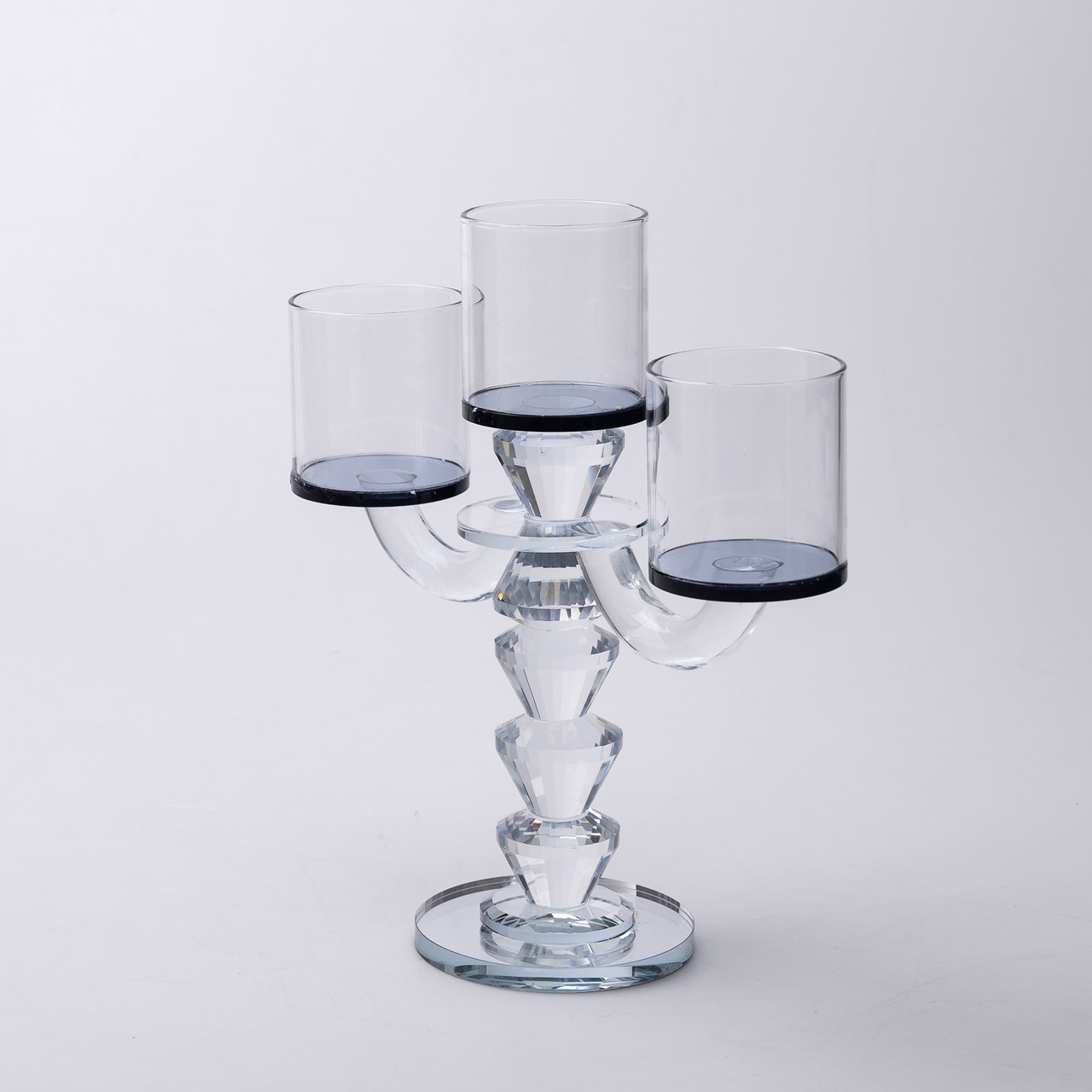 Канделябр на 3 свічки 22×9×23 см підсвічник декоративний скляний на ніжці Чорний