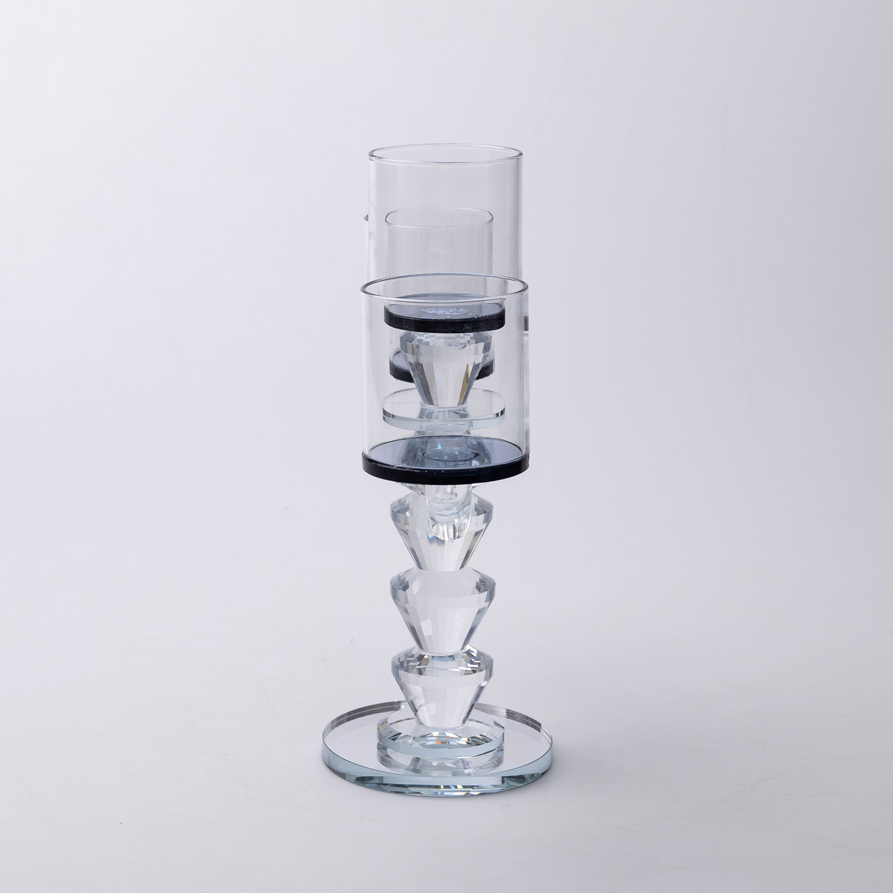 Канделябр на 3 свічки 22×9×23 см підсвічник декоративний скляний на ніжці Чорний