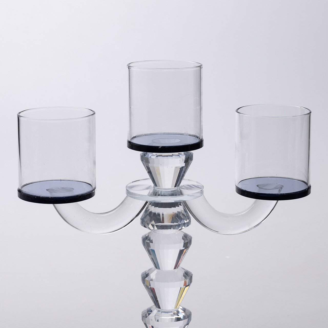 Канделябр на 3 свічки 22×9×23 см підсвічник декоративний скляний на ніжці Чорний