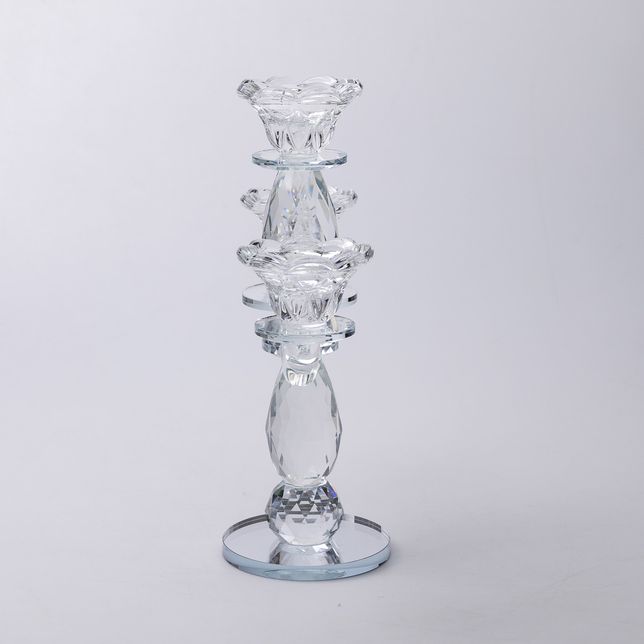 Канделябр на 3 свічки 24×9×25 см свічник настільний декоративний на ніжці прозорий