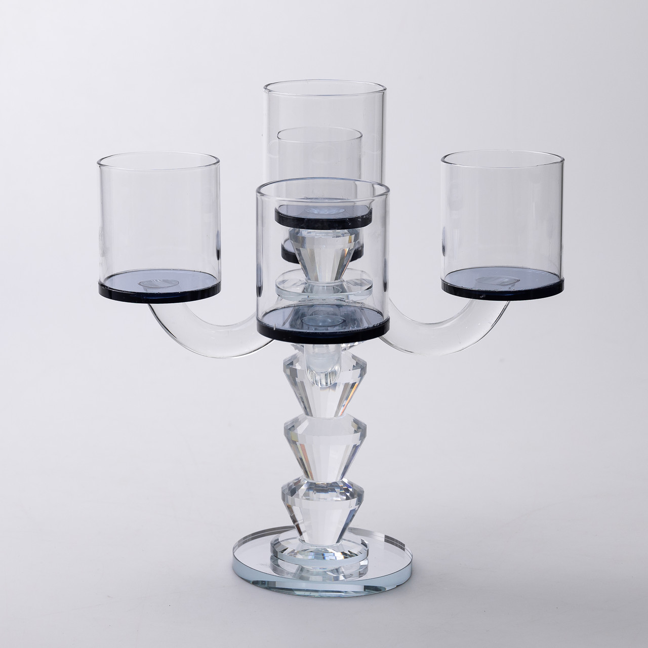 Канделябр на 5 свічок 19×19×24 см підсвічник декоративний скляний на ніжці Чорний