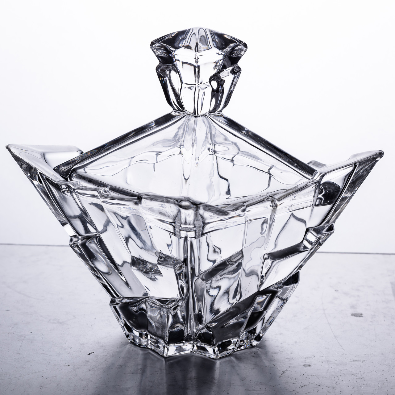 Квадратна скляна цукорниця з кришкою 16×16×19 см