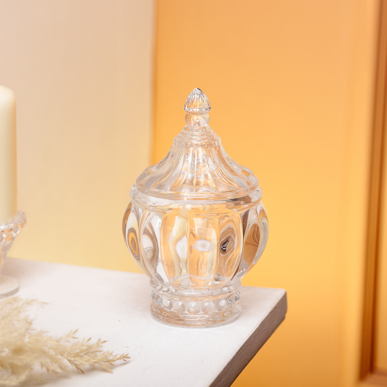 Цукорниця з кришкою Ø8.5 см ваза цукорниця кругла скляна