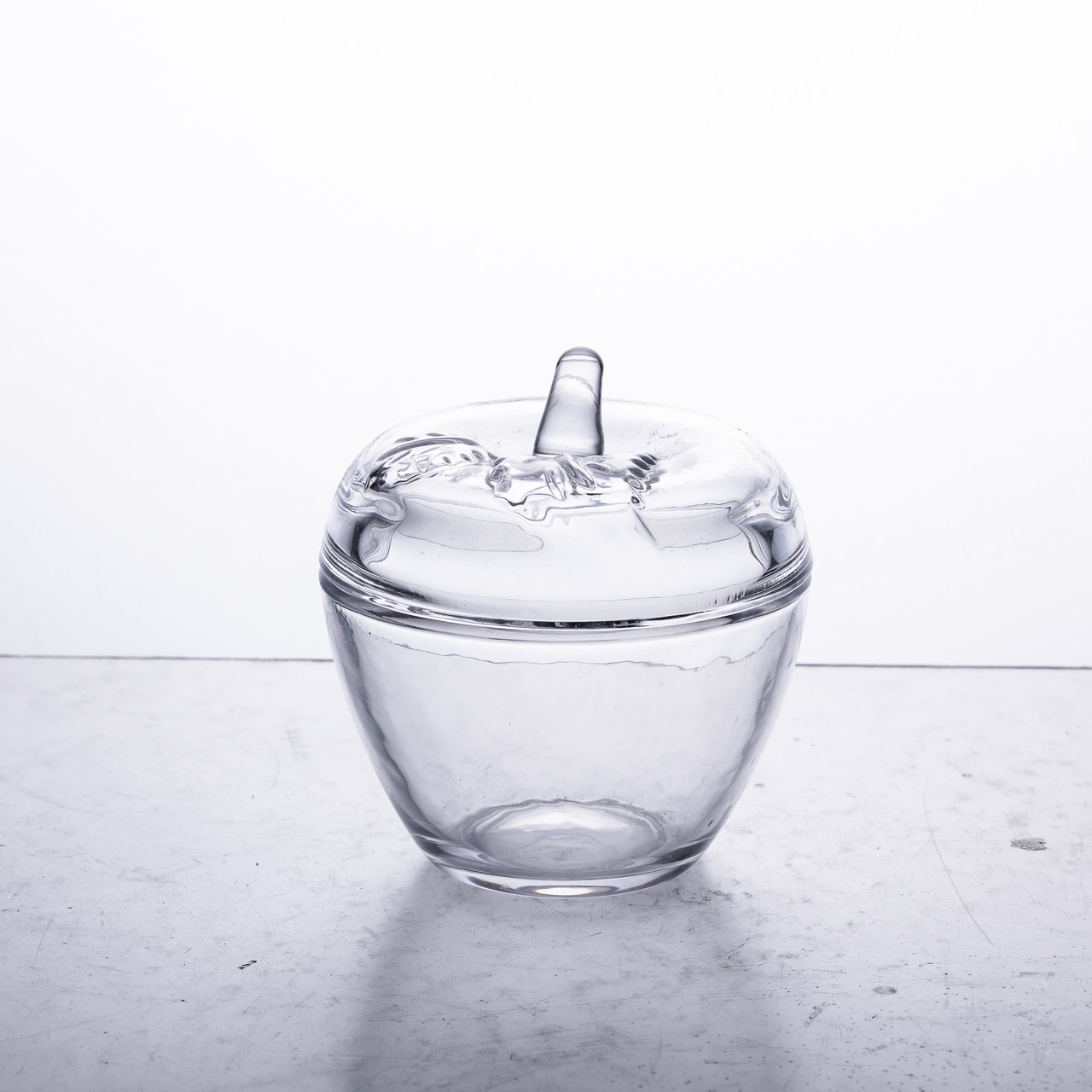 Цукерниця з кришкою Ø 9.5 см ваза цукерниця кругла скляна у формі яблука