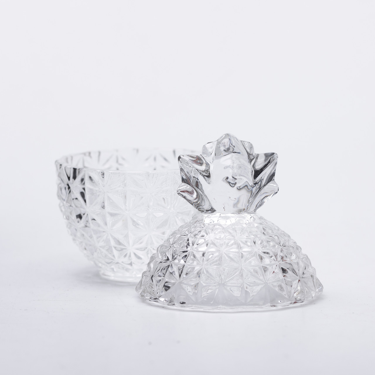 Цукерниця з кришкою Ø9 см ваза цукерниця кругла скляна прозора ананас