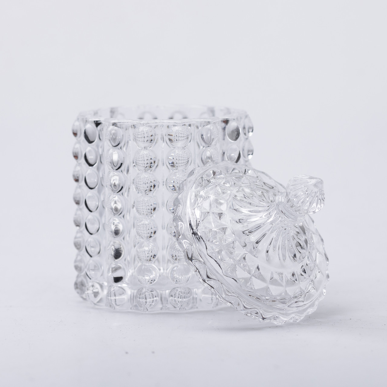 Цукерниця стеклянная з кришкою Ø7.5 см ваза цукорниця кругла