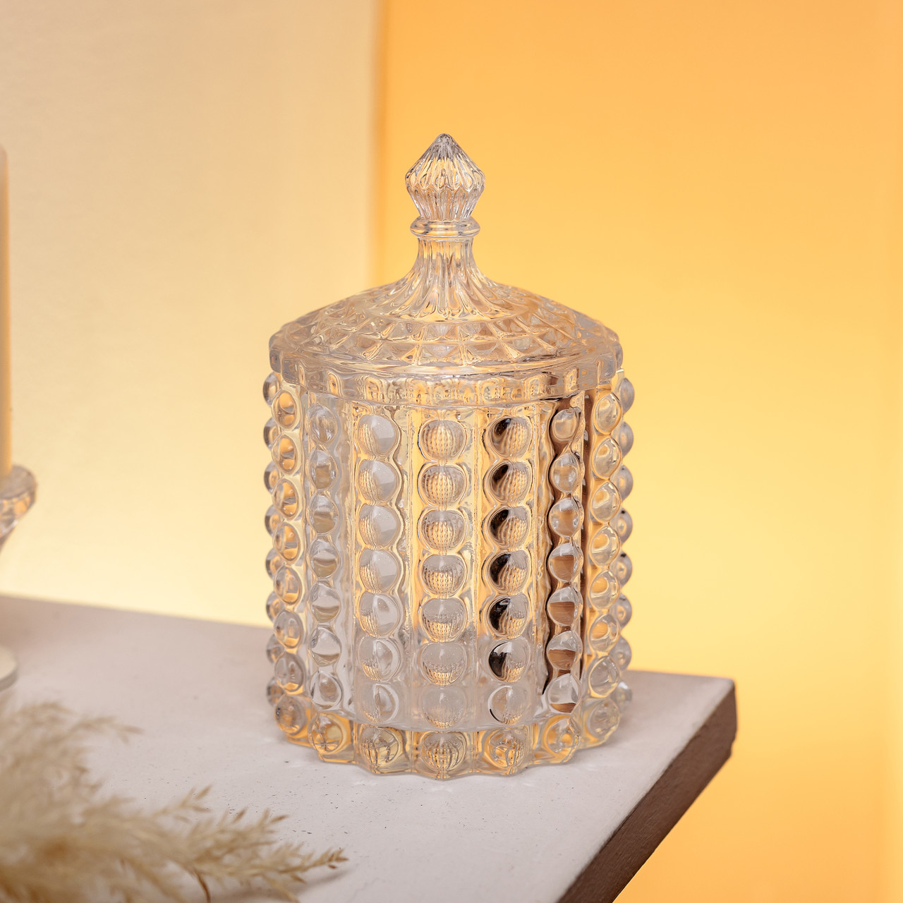 Цукерниця стеклянная з кришкою Ø7.5 см ваза цукорниця кругла