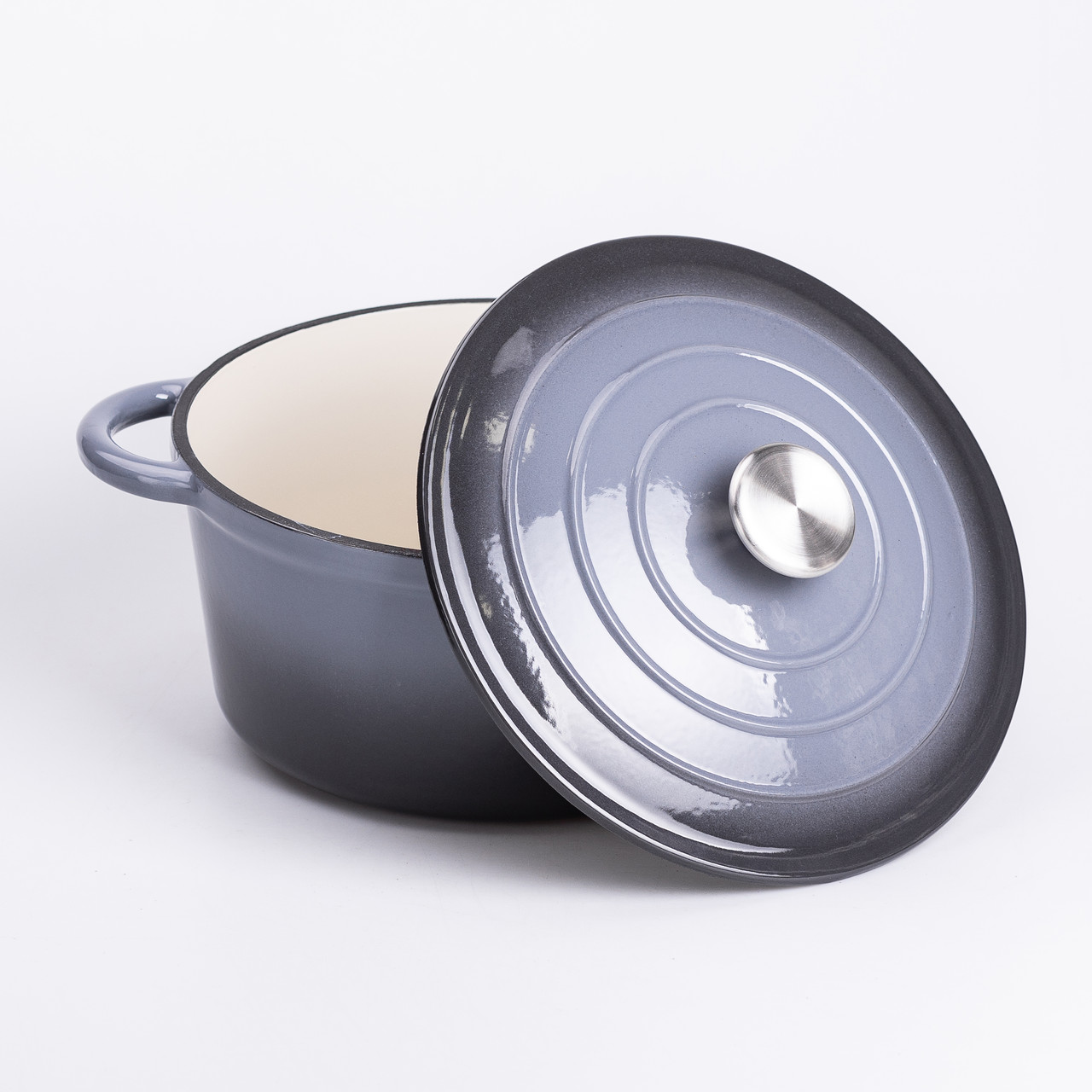 Набір чавунного посуду для приготування 3 каструлі та сковорода з емальованим покриттям Сірий HP-1-5