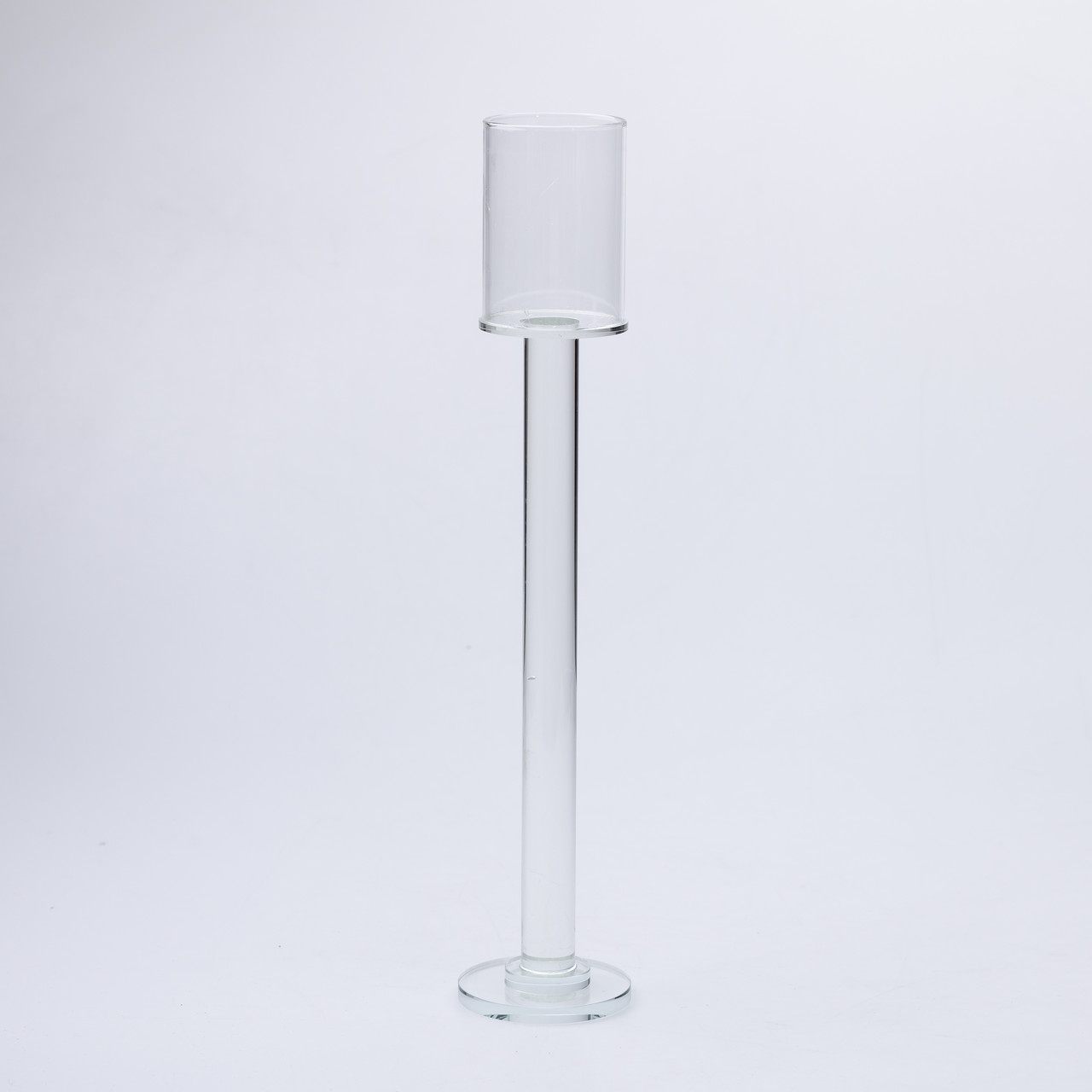 Підсвічник келих скляний на високій ніжці 8×40.5 см декоративний прозорий