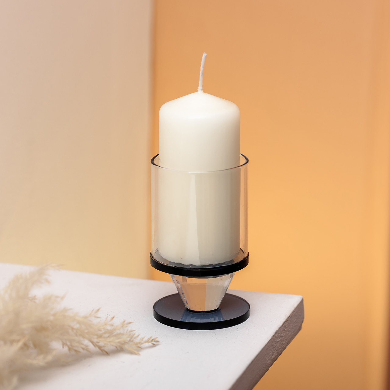 Підсвічник скляний 6×10 см на одну свічку підсвічник келих на ніжці декоративний Сірий