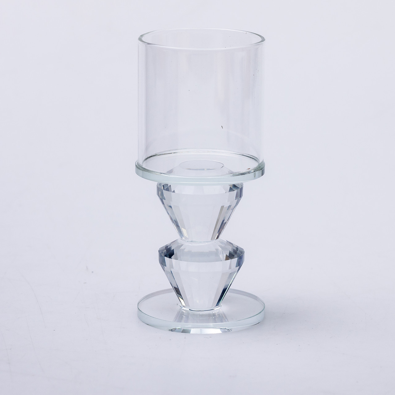 Підсвічник скляний 6×13.3 см на одну свічку підсвічник келих на ніжці декоративний прозорий