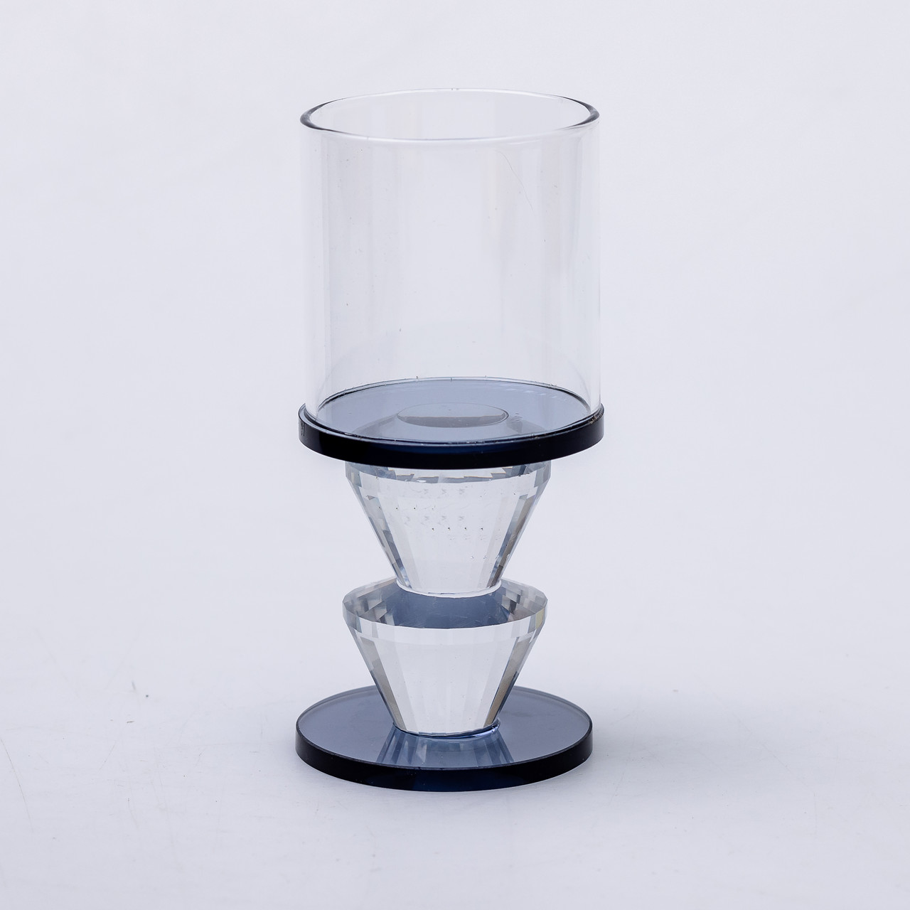 Підсвічник скляний 6×13 см на одну свічку підсвічник келих на ніжці декоративний Сірий