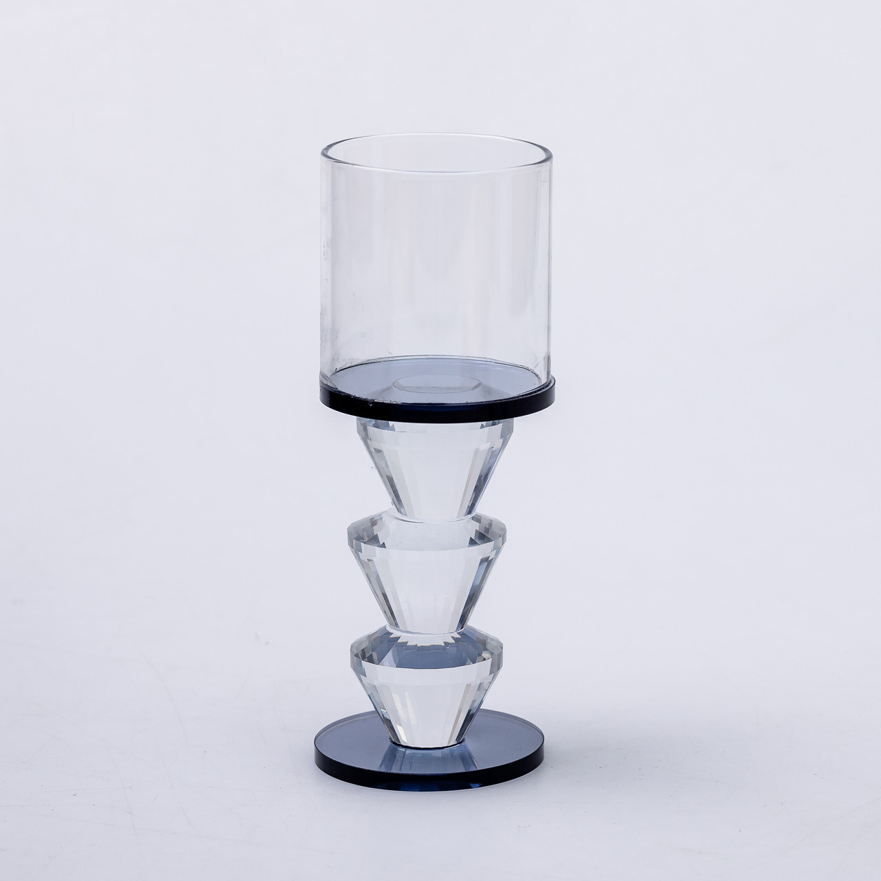 Підсвічник скляний 6×15.7 см на одну свічку підсвічник келих на ніжці декоративний Сірий